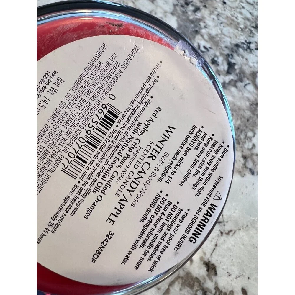 Bath & Body Works 3 wick‎ Scented Candle Winter Candy Apple 14.5 Oz NeW Natural